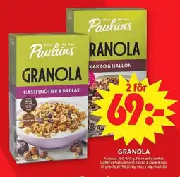 ICA Maxi Pauluns Granola erbjuda