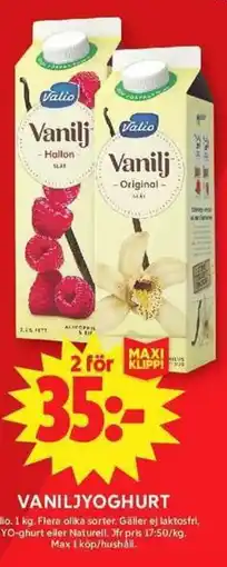 ICA Maxi Valio Vaniljyoghurt erbjuda