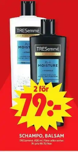 ICA Maxi TRESemmé Schampo, balsam erbjuda