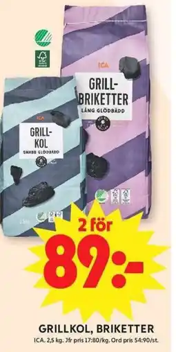 ICA Maxi ICA Grillkol, briketter erbjuda