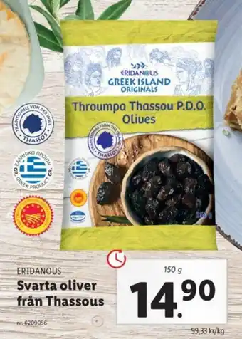 Lidl Eridanous Svarta Oliver Från Thassous 150g erbjuda