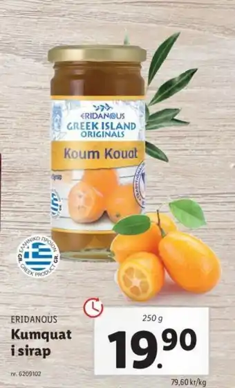 Lidl Eridanous Kumquat i Sirap 250g erbjuda