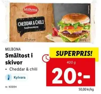 Lidl Milbona Smältost i Skivor 400g erbjuda