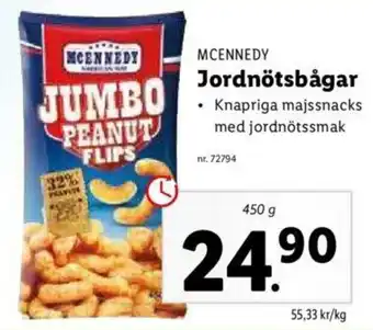 Lidl McEnnedy Jordnötsbågar 450 g erbjuda