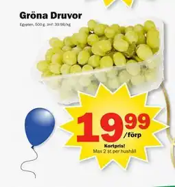 Pekås Gröna Druvor, Medlemspris erbjuda
