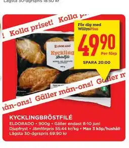 Willys KYCKLINGBRÖSTFILÉ, Medlemspris erbjuda