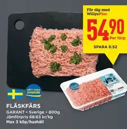 Willys FLÄSKFÄRS, Medlemspris erbjuda