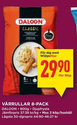 Willys VÅRRULLAR 8-PACK, Medlemspris erbjuda