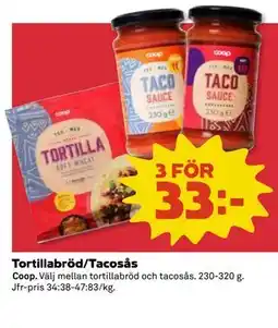 Coop Daglivs Tortillabröd/Tacosås erbjuda