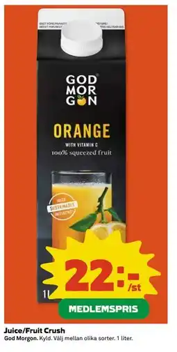 Coop Daglivs Juice/Fruit Crush, Medlemspris erbjuda
