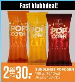 ÖoB SUNDLINGS POPCORN, Medlemspris erbjuda