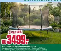 ÖoB OVAL TRAMPOLIN MED SÄKERHETSNÄT 3 x 4,6 M erbjuda