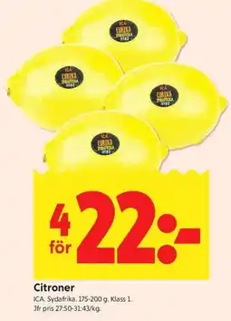 ICA Kvantum Citroner erbjuda