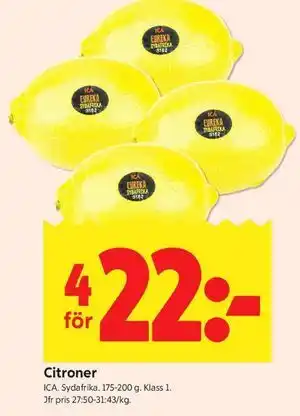 ICA Kvantum Citroner erbjuda