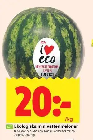 ICA Kvantum Ekologiska minivattenmeloner erbjuda