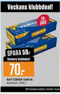 ÖoB BATTERIER VARTA, Medlemspris erbjuda
