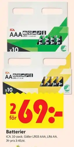 ICA Kvantum Batterier erbjuda