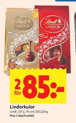 ICA Kvantum Lindorkulor erbjuda