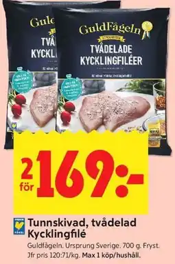 ICA Kvantum Tunnskivad, tvådelad Kycklingfilé erbjuda