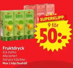 Nya Pulsen Ica fruktdryck erbjuda