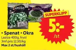 Nya Pulsen Spenat, Okra erbjuda