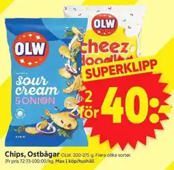 ICA Supermarket Olw chips, ostbågar erbjuda
