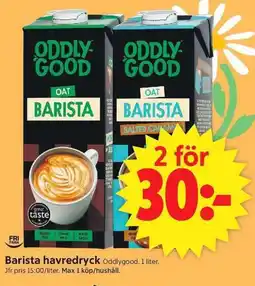 ICA Supermarket Oddlygood Barista havredryck erbjuda