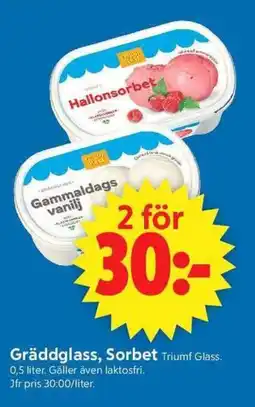 ICA Supermarket Triumf Glass Gräddglass, Sorbet erbjuda