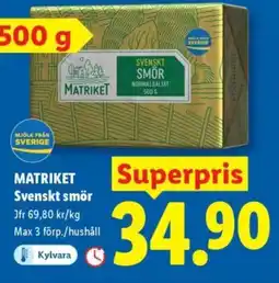 Lidl MATRIKET Svenskt smör erbjuda