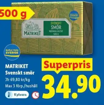 MATRIKET Svenskt smör