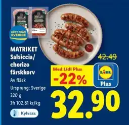 Lidl MATRIKET Salsiccia/ chorizo färskkorv erbjuda