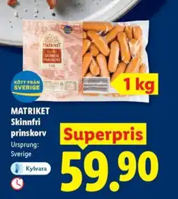 Lidl MATRIKET Skinnfri prinskorv erbjuda