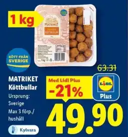 Lidl MATRIKET Köttbullar erbjuda