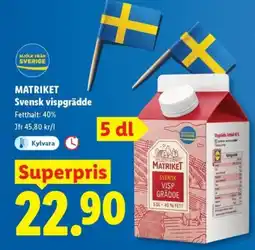 Lidl MATRIKET Svensk vispgrädde erbjuda