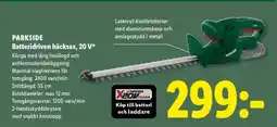 Lidl PARKSIDE Batteridriven häcksax, 20 V erbjuda