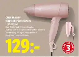 Lidl CIEN BEAUTY Ihopfällbar resehårtork erbjuda