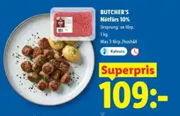 Lidl BUTCHER'S Nötfärs 10% erbjuda