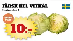 Bonum Matmarknad Färsk hel vitkål erbjuda