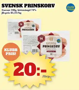 Bonum Matmarknad Garant Svensk prinskorv erbjuda