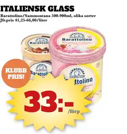 Bonum Matmarknad Barattolino/Sammontana Italiensk glass erbjuda