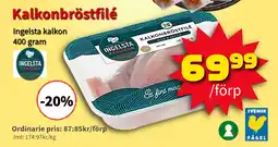 Extra Mjällby Stormarknad INGELSTA KALKON Kalkonbröstfilé erbjuda