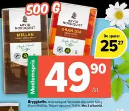 Coop Extra Bryggkaffe, Medlemspris erbjuda