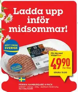 Willys Hemma FÄRSKA HAMBURGARE 4-PACK, Medlemspris erbjuda