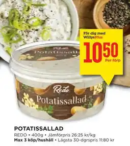 Willys Hemma POTATISSALLAD, Medlemspris erbjuda