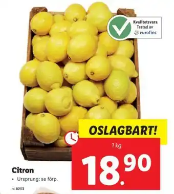Lidl Citron 1kg erbjuda