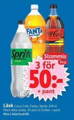 ICA Supermarket Läsk Coca-Cola, Fanta, Sprite erbjuda