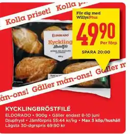 Willys KYCKLINGBRÖSTFILÉ erbjuda