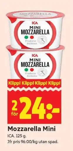 ICA Supermarket Mozzarella Mini erbjuda