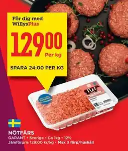 Willys Nötfärs erbjuda