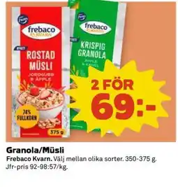 Coop Granola, Müsli erbjuda